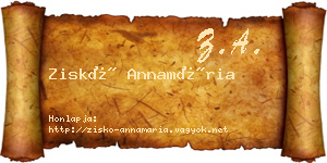 Ziskó Annamária névjegykártya